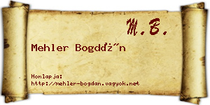 Mehler Bogdán névjegykártya